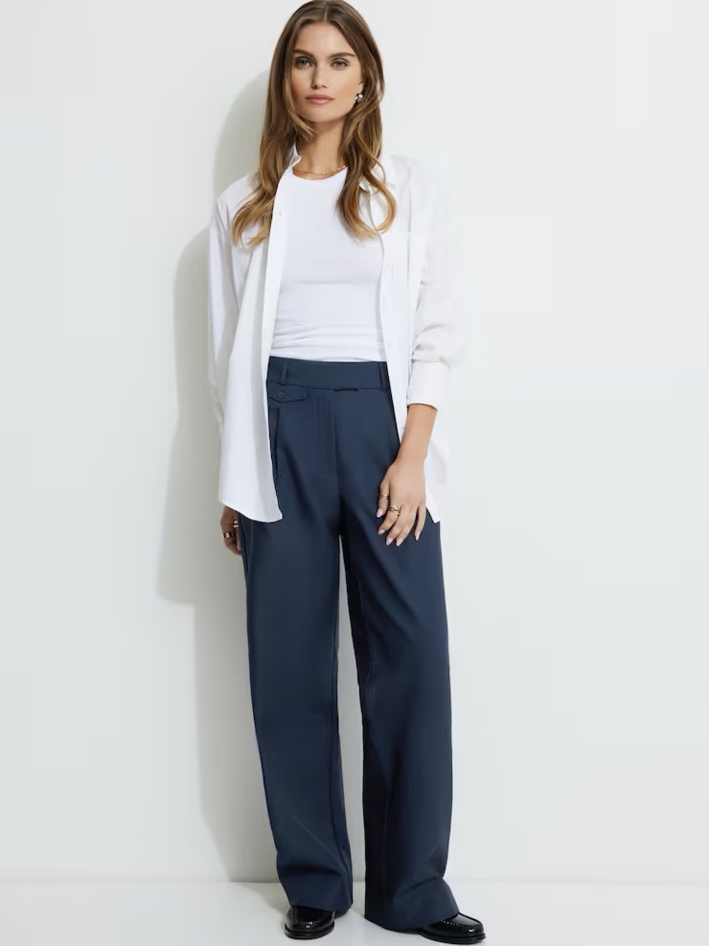 Dynamite Wide-Leg Navy Trousers